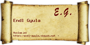 Endl Gyula névjegykártya